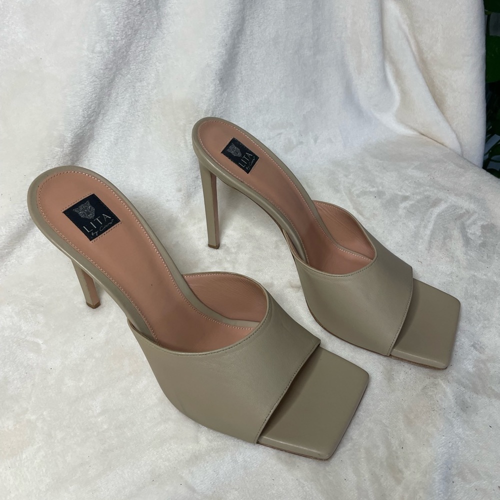 LITA BY CIARA SOLID SQUARE TOE SLIDE HEEL IN LEATHER‎ SIZE 42   11US  B 209 - Picture 5 of 14